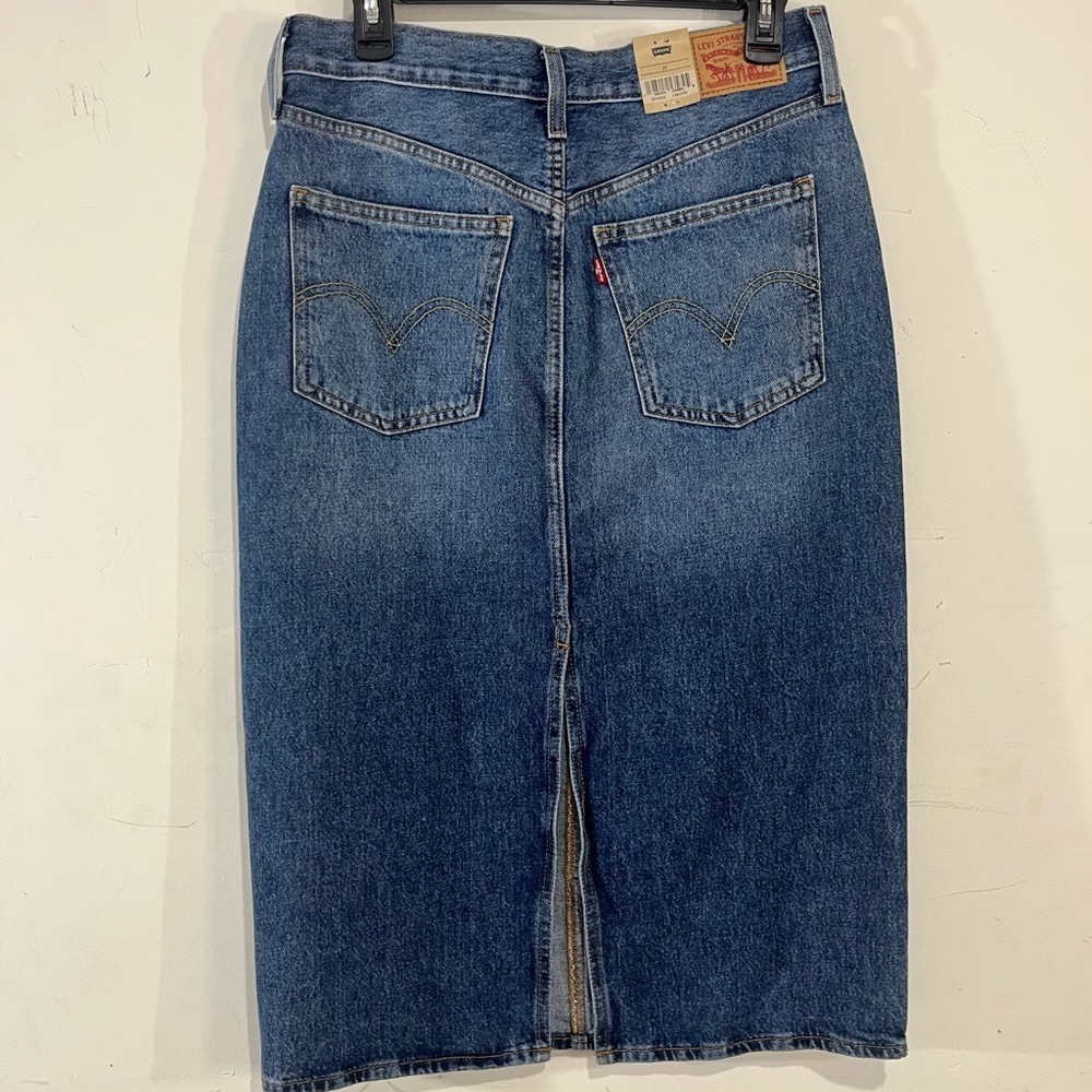 Levi's High Rise Back Slit Denim Skirt Size 29 NWT - Picture 4 of 9